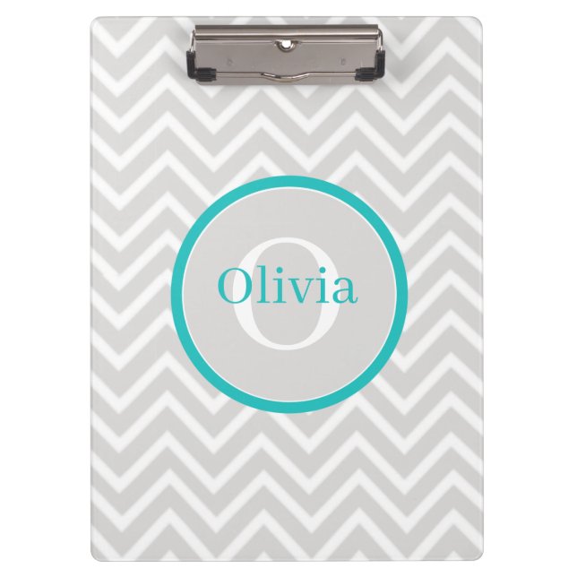 Porte-bloc Porte - bloc turquoise Chevron Monogram (Devant)