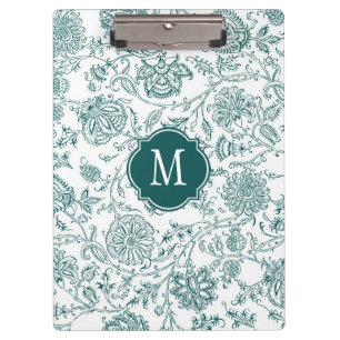 Porte-bloc Porte - bloc turquoise et blanc de monogramme flor