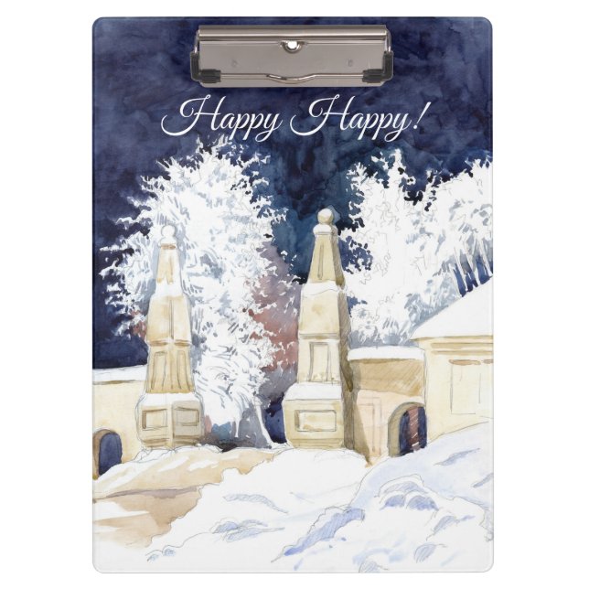 Porte-bloc Porte d'hiver de nuit aquarelle (Devant)