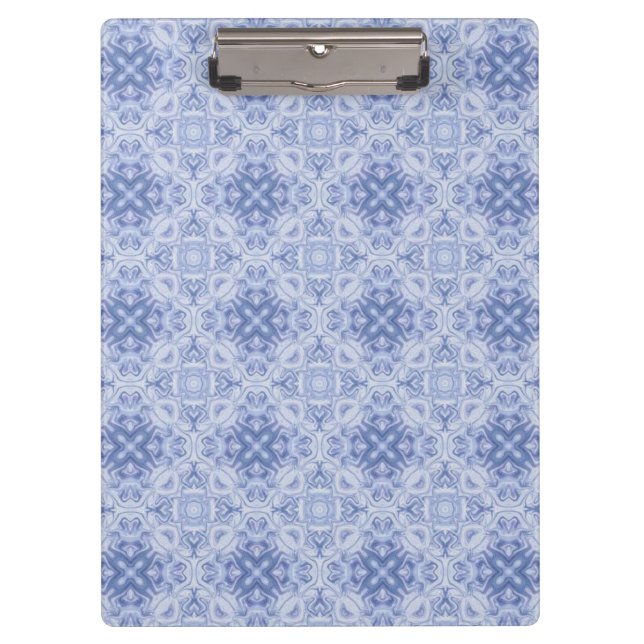Porte-bloc Porte-documents à motif damassé bleu (Devant)