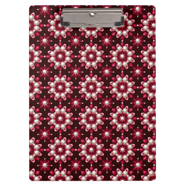 Porte-bloc 🌸 Porte-documents en perle à motif floral rouge,  (Devant)