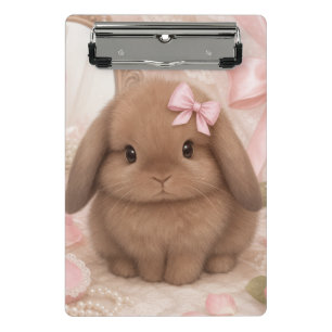 Porte-bloc porte-documents Mini lapin coquet arc rose