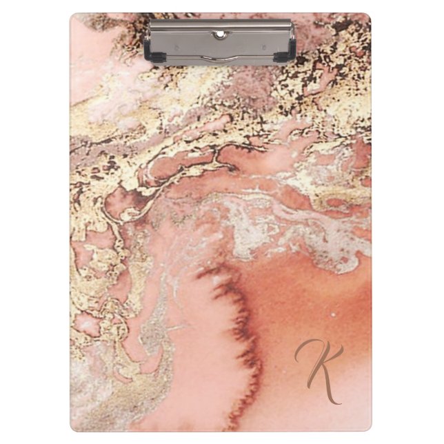 Porte-bloc Porte-documents mini personnalisé en marbre rose o (Devant)