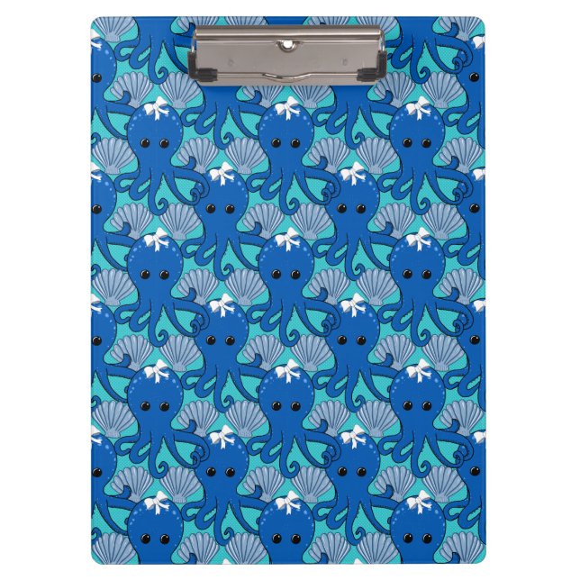 Porte-bloc Porte-documents Pieuvre Bleue Mignonne (Devant)