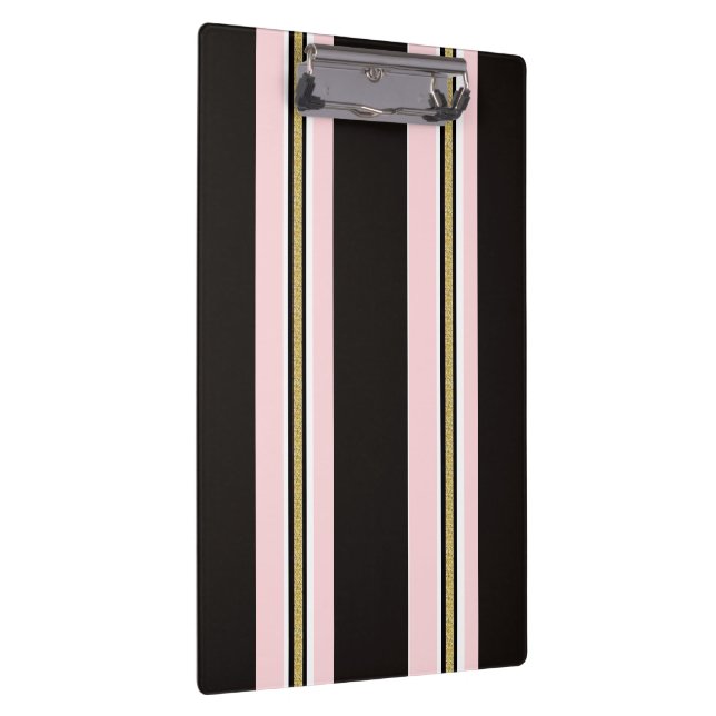 Porte-bloc Porte-documents rose et blanc avec rayures noires  (Swatch)