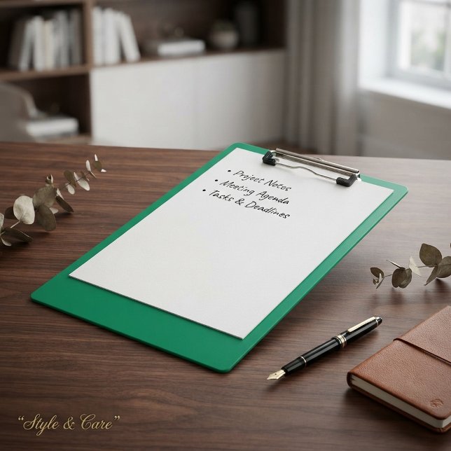 Porte-bloc Porte-documents vert-bleu uni avec conception pers (Solid Green Blue Clipboard with Custom Design)