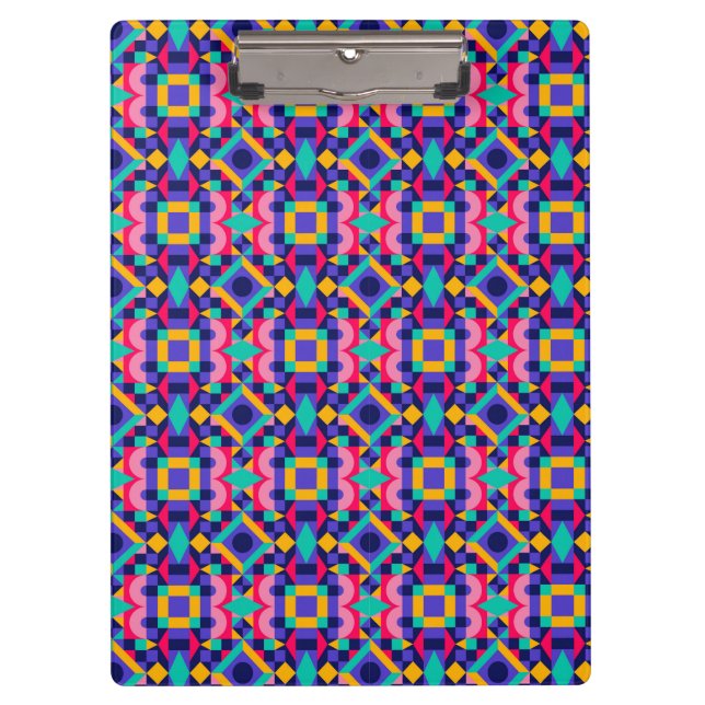 Porte-bloc Porte-documents vibrant avec un motif géométrique  (Devant)