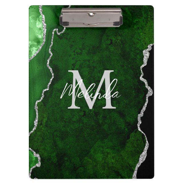Porte-bloc Porte en marbre vert et argent (Devant)