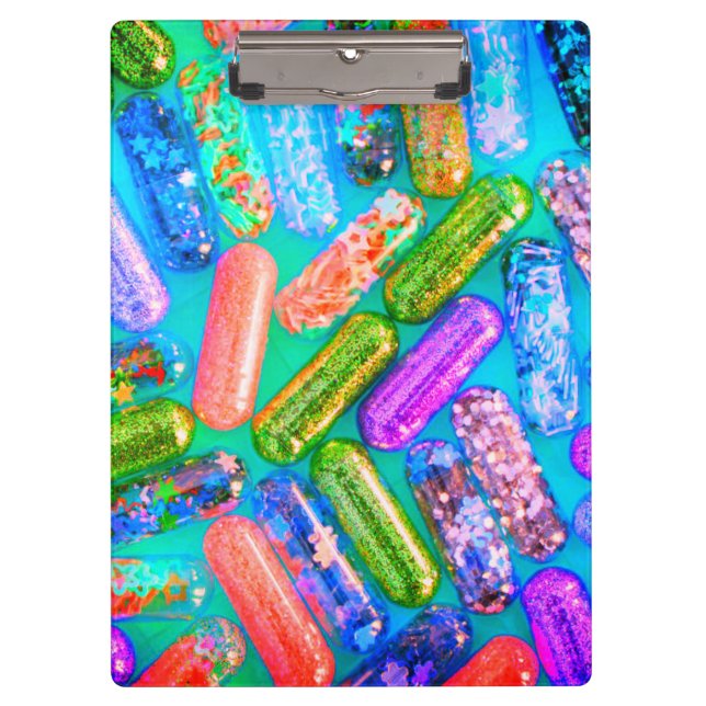 Porte-bloc Porte-médicaments infirmière pailleté (Devant)