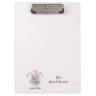 Porte-bloc Porte-nom personnalisé Fleur Rose personnalisée Bu