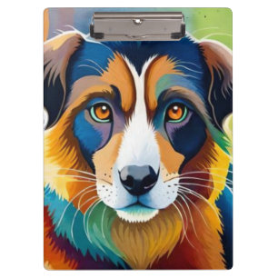 Porte-bloc Portrait coloré de chien mignon de près