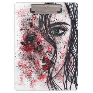 Porte-bloc Portrait de fille abstraite grunge gothique en lig