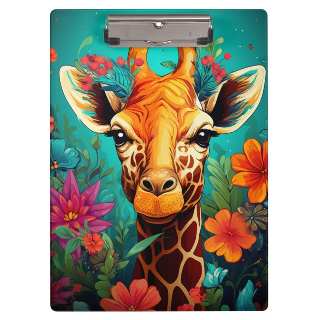 Porte-bloc Portrait de la Giraffe florale-9319 (Devant)