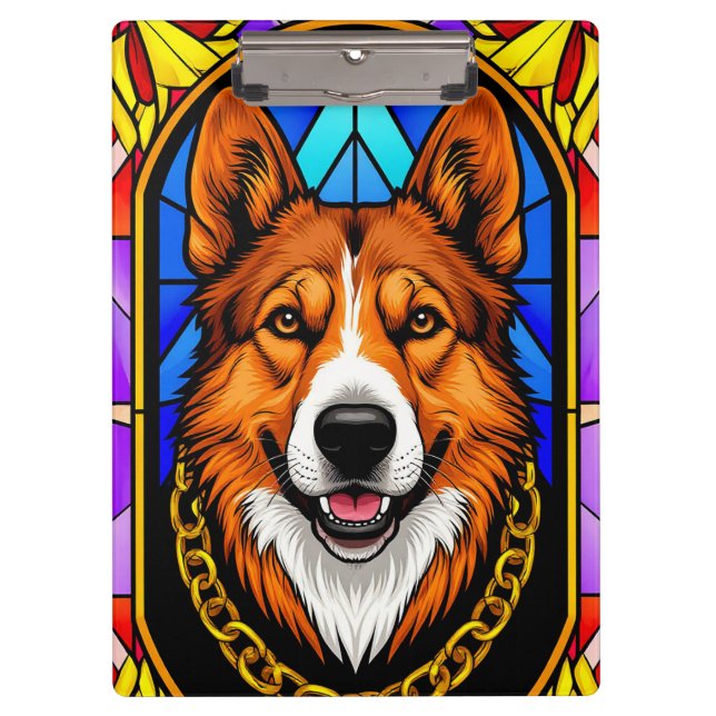 Porte-bloc Portrait en verre de chien (Devant)