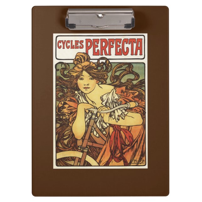 Porte-bloc Poste publicitaire féminine à vélo Perfecta (Devant)