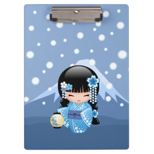 Porte-bloc Poupée Kokeshi d'hiver - Blue Mountain Geisha Girl