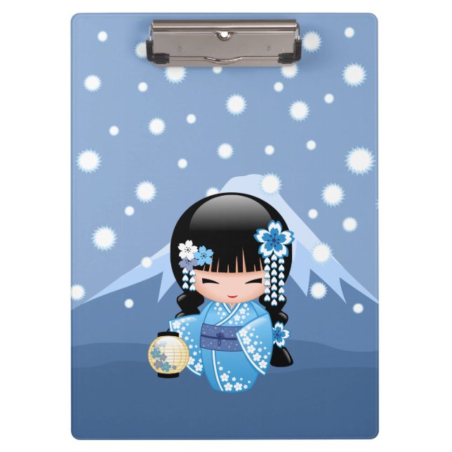 Porte-bloc Poupée Kokeshi d'hiver - Blue Mountain Geisha Girl (Devant)