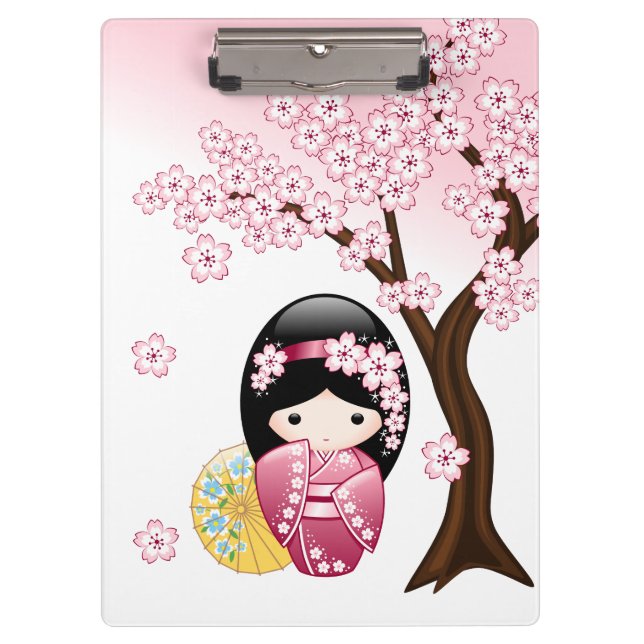 Porte-bloc Poupée Kokeshi Printemps - Cute Japonaise Geisha G (Devant)
