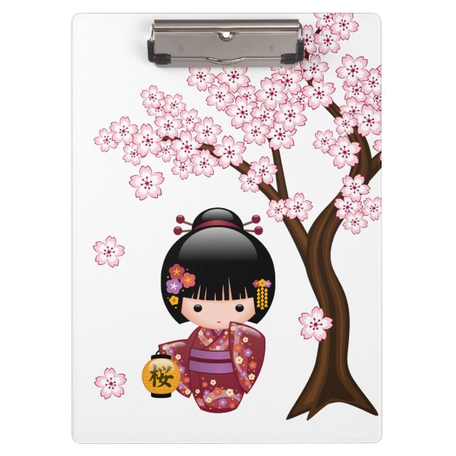 Porte-bloc Poupée Sakura Kokeshi - jolie fille japonaise Geis (Devant)