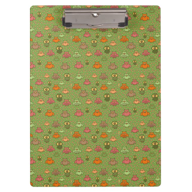 Porte-bloc Presse-papiers Chouette Verte Mignonne (Devant)