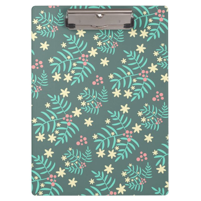 Porte-bloc Pretty Botanical Leaves and Berries Blue Pattern (Devant)