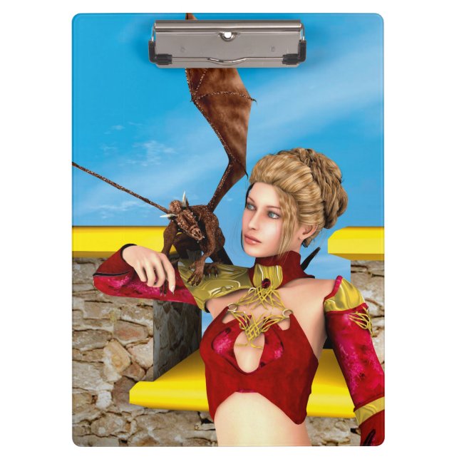 Porte-bloc Princesse Dragon Fantastique Art Numérique (Devant)