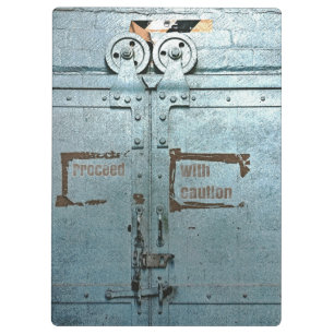 Porte-bloc Procéder avec prudence porte industrielle gris ble
