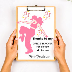 Porte-bloc Professeur de danse personnalisé, appréciation de 
