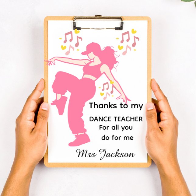 Porte-bloc Professeur de danse personnalisé, appréciation de  (Créateur téléchargé)