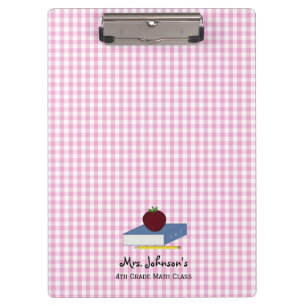 Porte-bloc Professeur personnalisé En vichy rose
