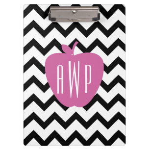 Porte-bloc Professeur rose noir de monogramme de Chevron