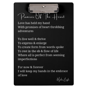 Porte-bloc Promesses du coeur amour poème poster art mur