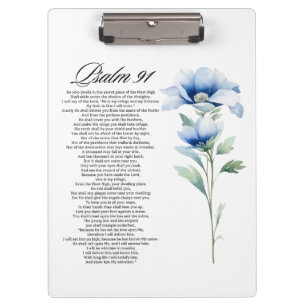 Porte-bloc Psaume 91 Aquarelle Fleur Bleue Écritures Biblique