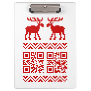 Porte-bloc Pugilant pull de Noël QR Code Bonne Année !