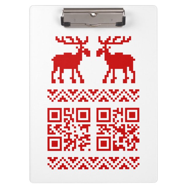 Porte-bloc Pugilant pull de Noël QR Code Bonne Année ! (Devant)