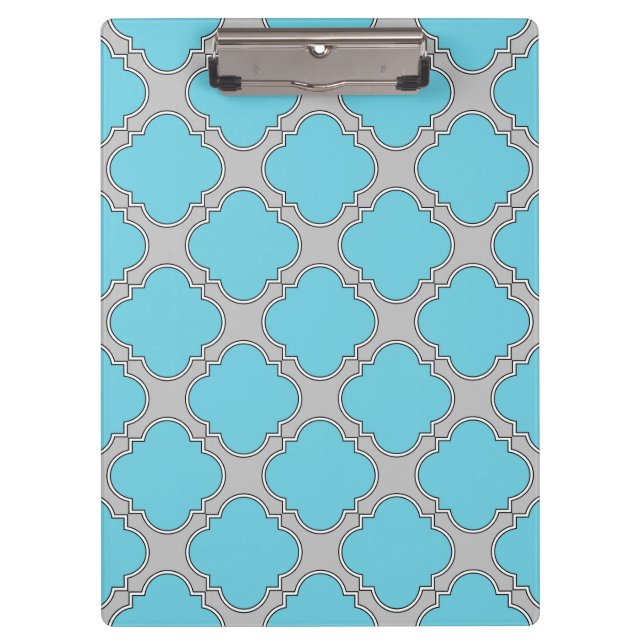 Porte-bloc Quatrefoil bleu et gris (Devant)