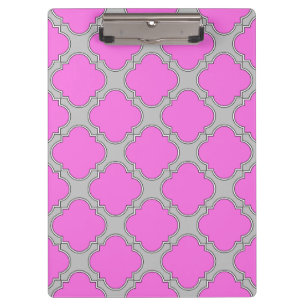 Porte-bloc Quatrefoil rose et gris