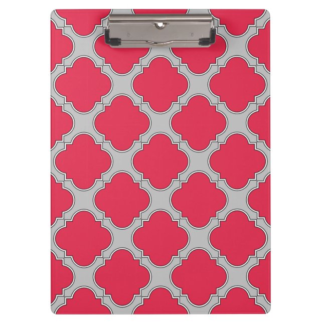 Porte-bloc Quatrefoil rouge et gris (Devant)