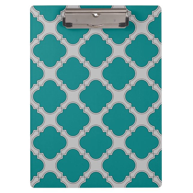 Porte-bloc Quatrefoil turquoise et gris (Devant)