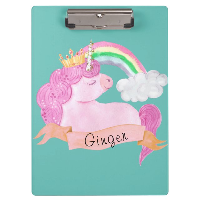 Porte-bloc 🌈 Rainbow Unicorn Nom personnalisé      (Devant)