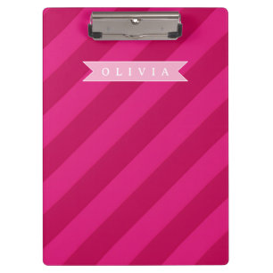 Porte-bloc Rayure rose moderne mignonne et amusante personnal