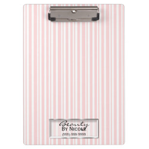 Porte-bloc Rayures blanches roses Élégant Chic Glam Personnal