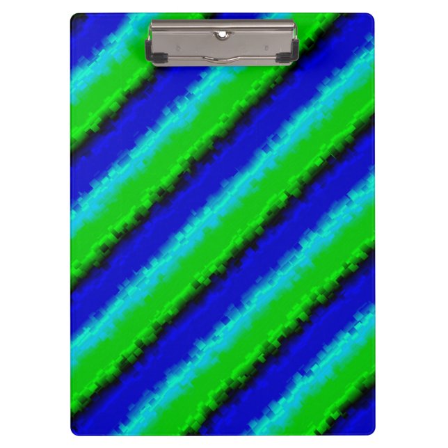 Porte-bloc Rayures de verre brisé bleu vert (Devant)