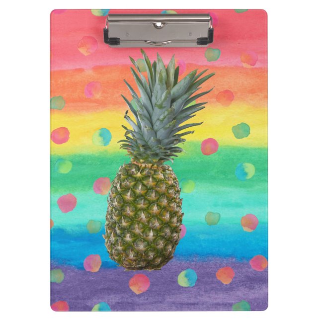 Porte-bloc Rayures et taches modernes d'aquarelle d'ananas (Devant)