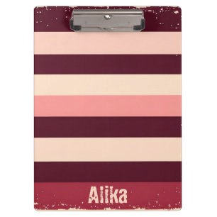 Porte-bloc Rayures grunge bordeaux et rose