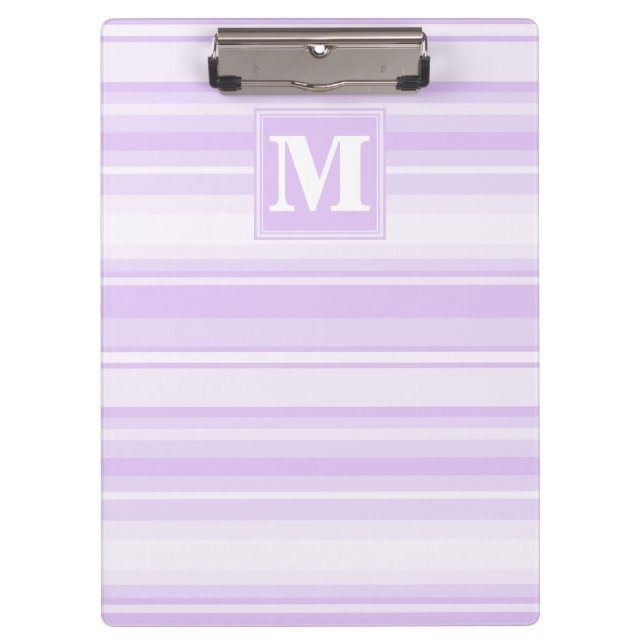 Porte-bloc Rayures lilas monogramme (Devant)