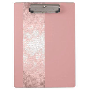 Porte-bloc rayures roses de rose d'or de faux clair élégant