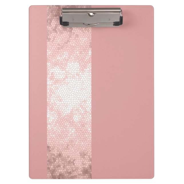 Porte-bloc rayures roses de rose d'or de faux clair élégant (Devant)