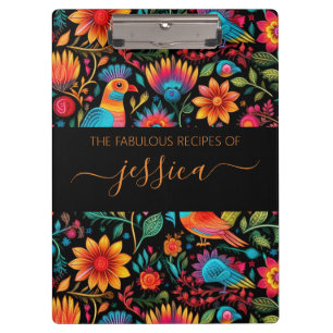 Porte-bloc recette de script de motif floral mexicain