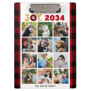 Porte-bloc Red Buffalo Plaid Amoureux des chiens Custom Photo